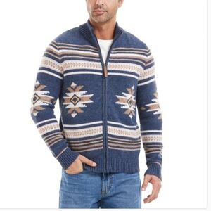 Frye Men's Zip Mock Patterned Cardigan